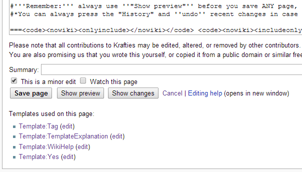 This is how it is when editing the wiki. Notice the "Templates Used" on the bottom